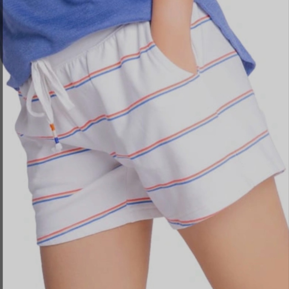 PJ Salvage Kindness Rules Stripe Pajama Shorts - Ivory size M
